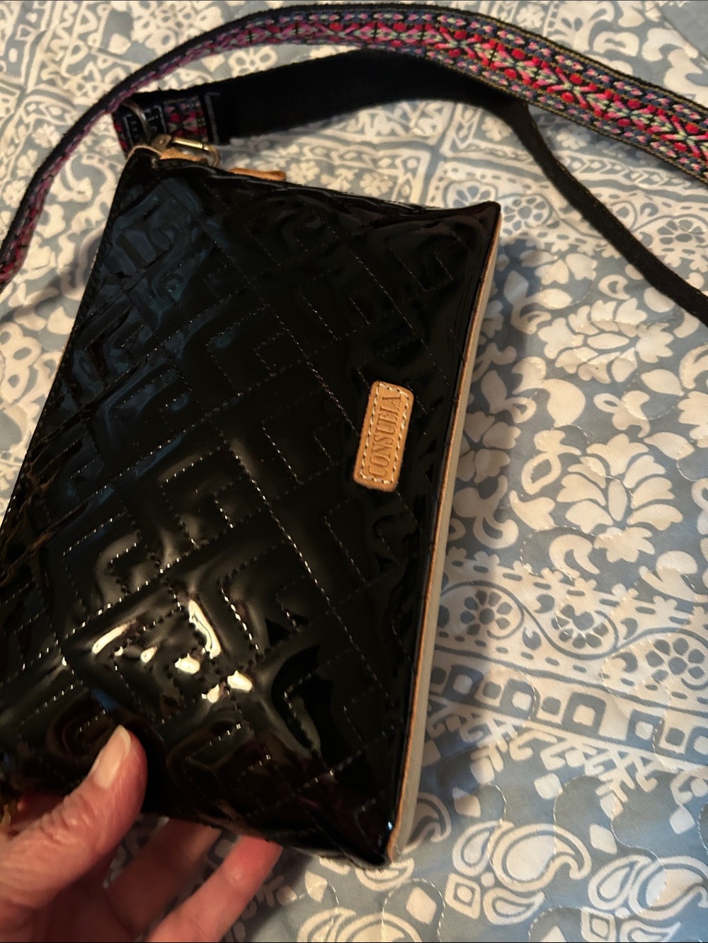 Consuela Tan Leather Key & Card Holder with Logo Panel - Picture 2 of 10